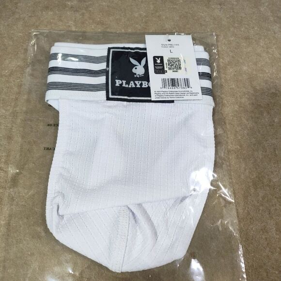 Playboy Men's Locker Room Classic White Jockstrap Large -J - Picture 3 of 4